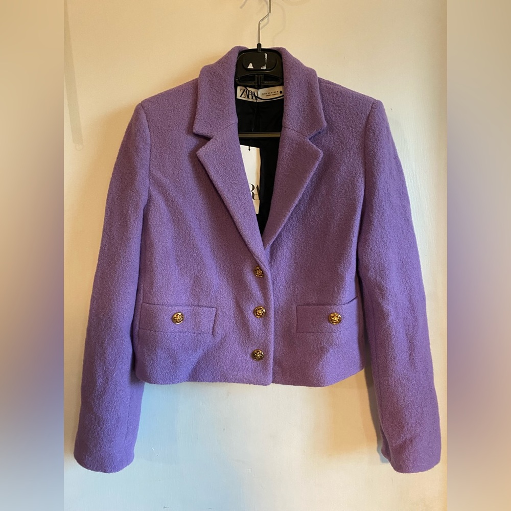 Zara Lilac Textured Blazer